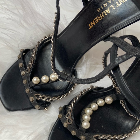 SAINT LAURENT SIGNATURE ALICE PEARL STUDDED HEELS - Picture 5 of 10